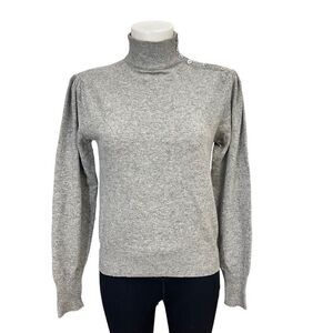 DANIEL CARON Vintage 100% Cashmere Knit Puff Sleeve‎ Sweater sz M gray